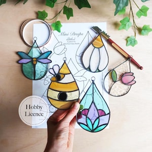 Mini Drops Stained Glass Pattern Bundle, Beginner Stained Glass Patterns, PDF and PNG Digital Download