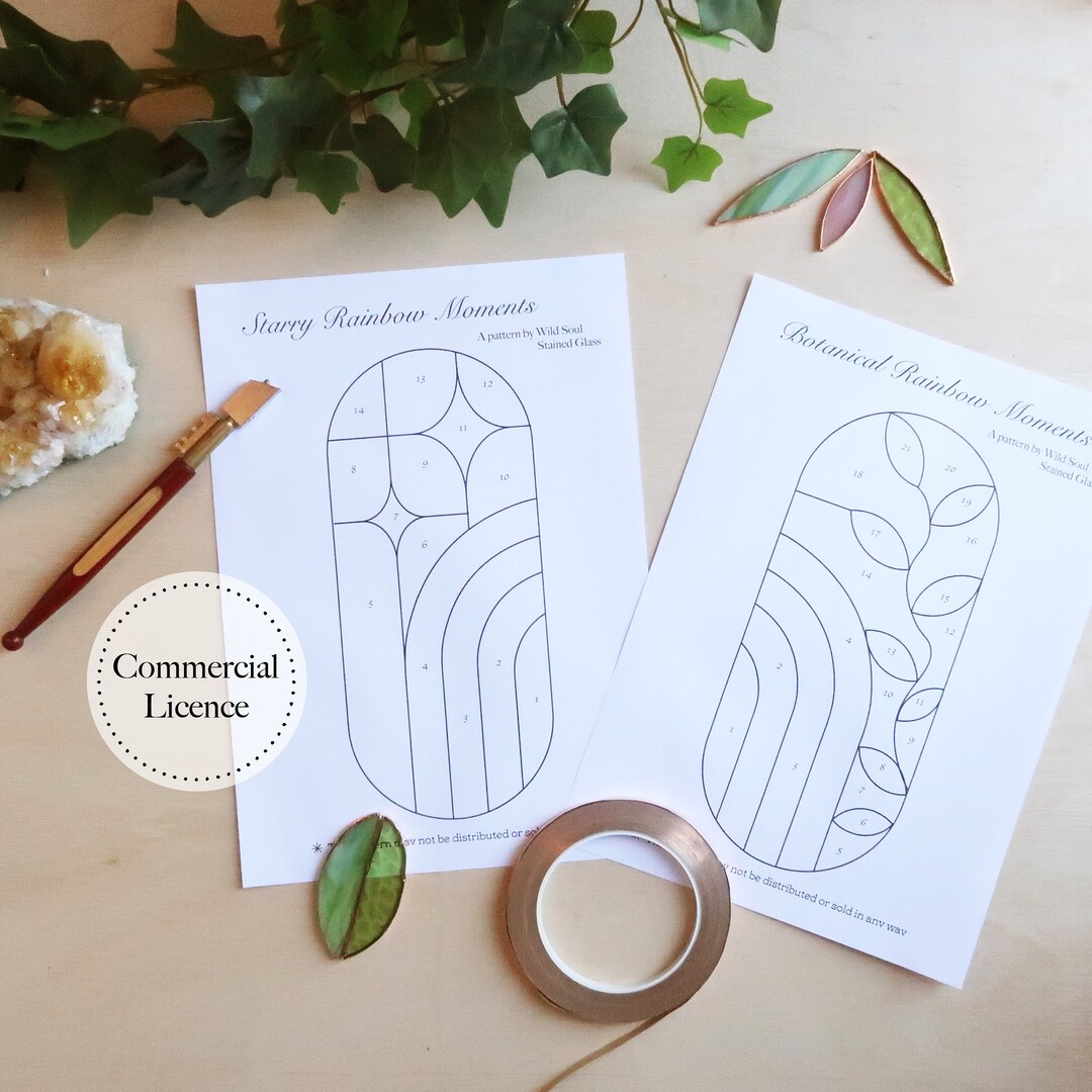 MULTIPACK X 2 Rainbow Stained Glass Pattern, Stained Glass Patterns ...