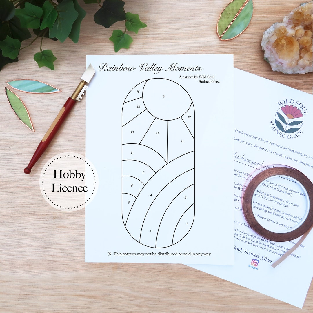 Rainbow Stained Glass Pattern, Stained Glass Patterns, Digital Download, DIY Stained Glass