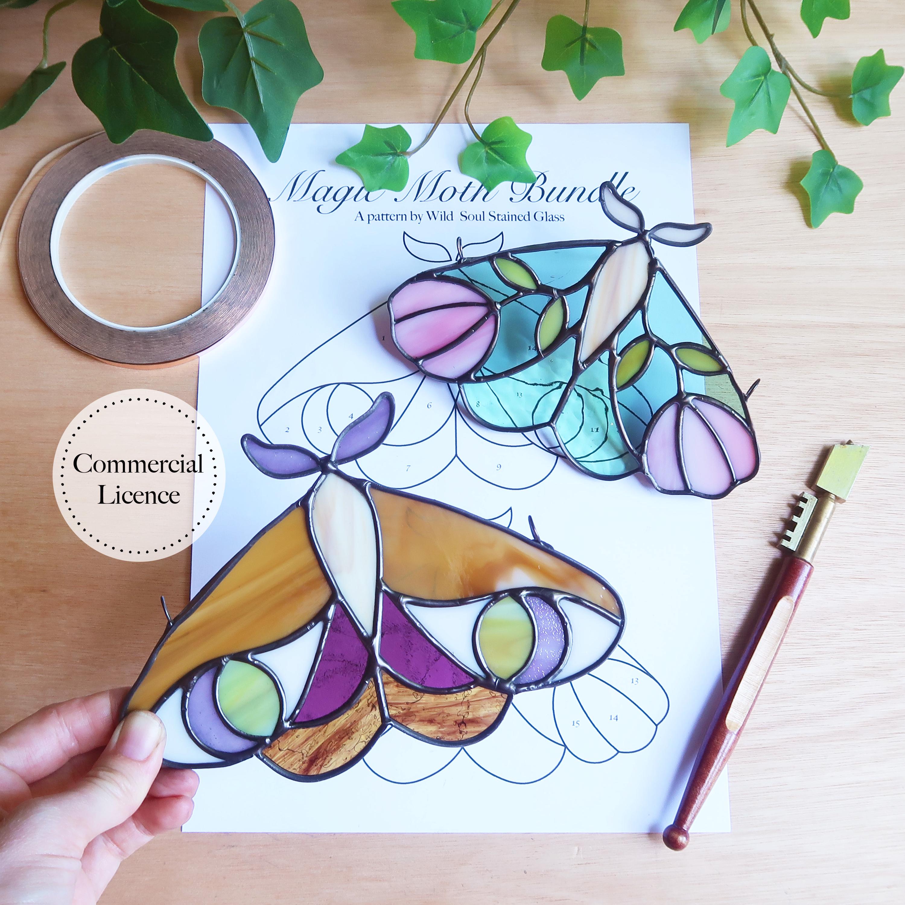 Moth Stained Glass Pattern Bundle, PDF & PNG Digital Download - Etsy