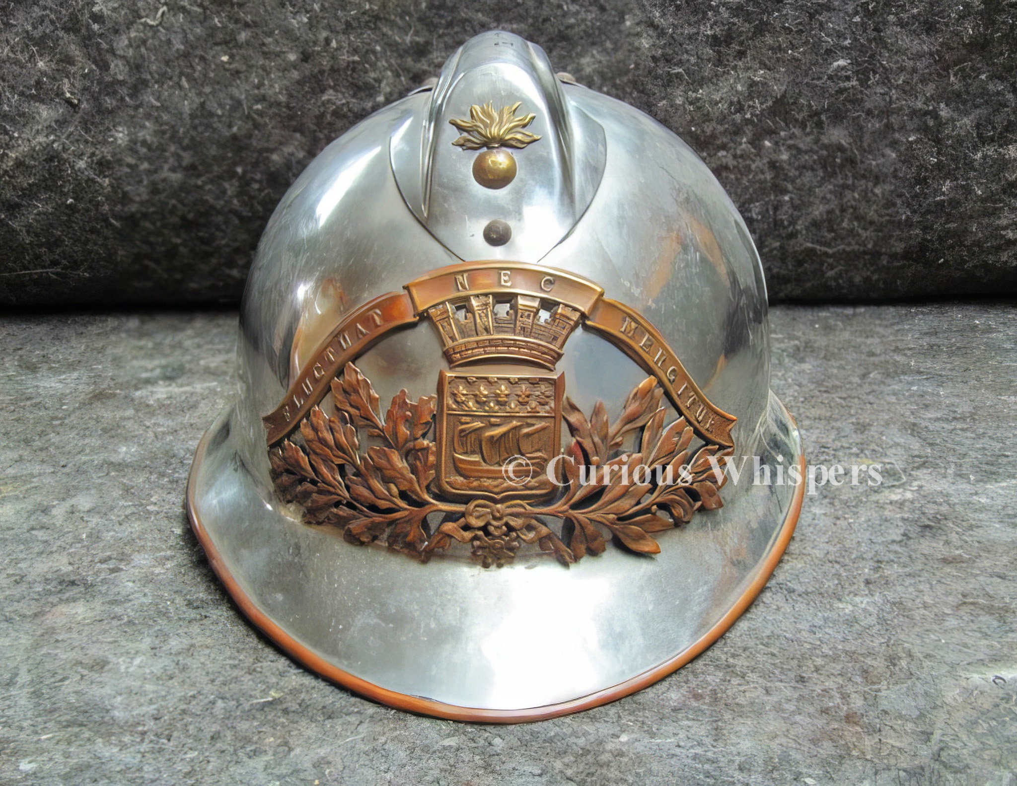 Antique Paris, France Fireman's Dress Helmet - Greeting Card