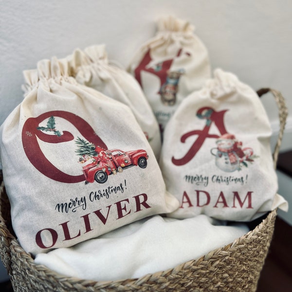 Nikolaussack, Personalisierter Santa Sack, Weihnachtsgeschenktüten, Weihnachtssacktüten, Weihnachtstasche, Geschenk Tasche mit Name