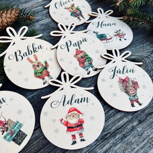 Custom Christmas baubles with name, CHRISTMAS gift tags, wood snowflake decoration,  wood Christmas Decor, Christmas tree pendant