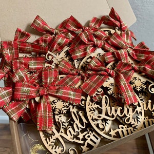 Custom Christmas baubles with name, CHRISTMAS gift tags, wood snowflake decoration,  wood Christmas Decor