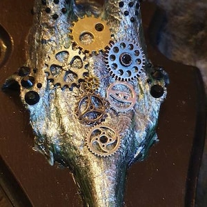 Antler skull deer buck steampunk silver hunting trophy rhinestone black stag