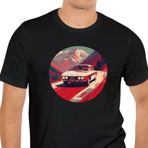 Vintage Italian Classic Car, Alfa Romeo, Retro Style Art, Unisex Jersey Short Sleeve Tee