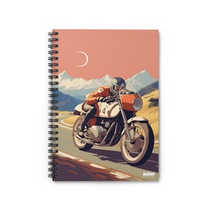 Vintage Cafe Racer, Spiral Notebook - Ruled Line, Motorcycle Art, Classic Motorcycle