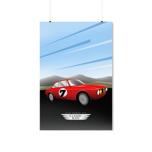 AlfaRomeo GTV poster, Premium Matte Vertical Posters, Vintage, Classic car, Sports car
