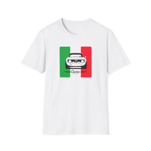 Classic Garage T-Shirt, Gift, Classic Alfa Romeo with Italian flag colors, Vintage Car T-shirt