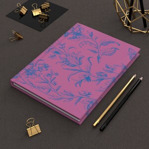 Journal Hardcover, Matte, Classic Vintage Blue Floral Design