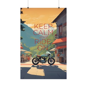 Keep Calm and Ride On&quot; with our Vintage Cafe Racer Poster, Matte Vertical Posters