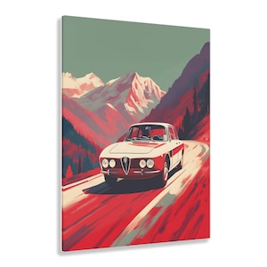 Acrylic Print of a Vintage Alfa Romeo, Original digital illustration Of a Classic Automobile, Classic Car, European Classic Automobile.