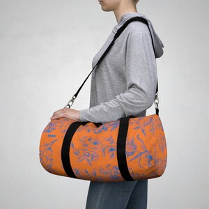 Copy of Vintage Floral Design Duffel Bag, Flower pattern, Blue and Orange Design, Vintage Floral Design, Classic Flower Pattern