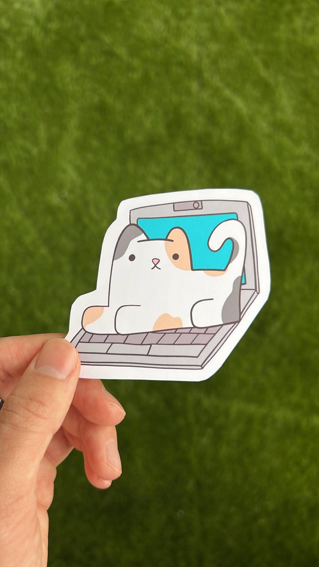 Cat on Laptop Sticker - Etsy