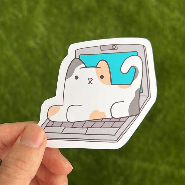 Cat on laptop Sticker