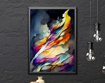 Moderne abstrakte schöne Blitz wellige Farbexplosion druckbare Wandkunst - digitaler Download