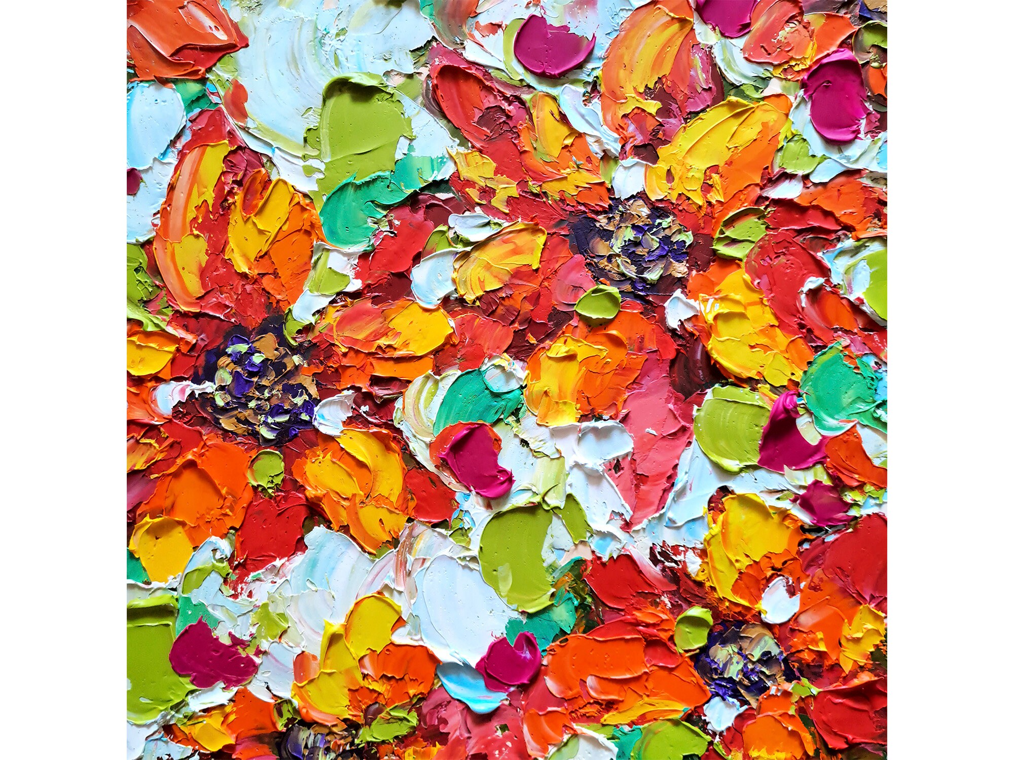 Poinsettia Painting Floral Original Art Flowers Impasto Artwork Christmas Flowers Art