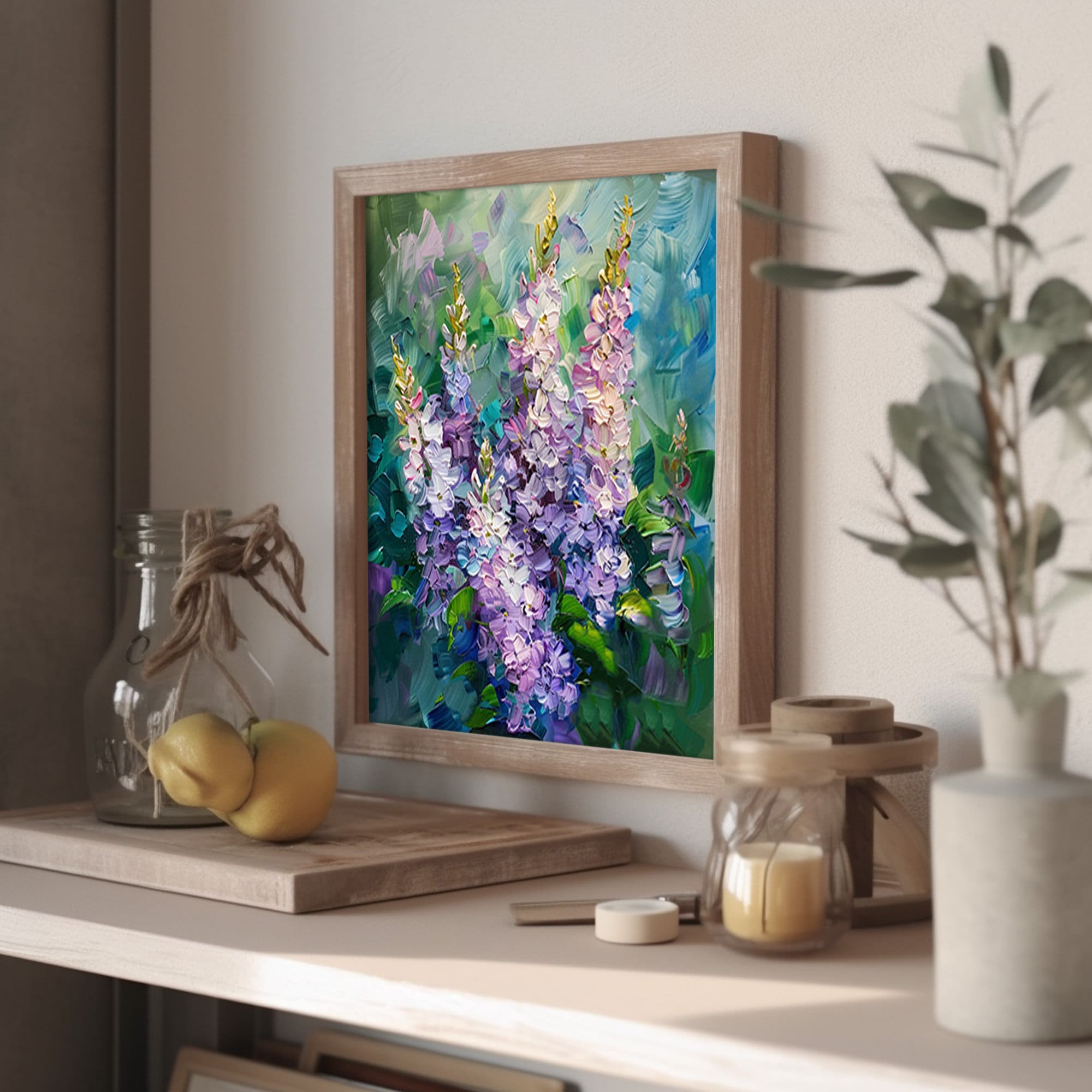 ライラックの油絵：花のインパストアート、春の壁飾り - Etsy 日本