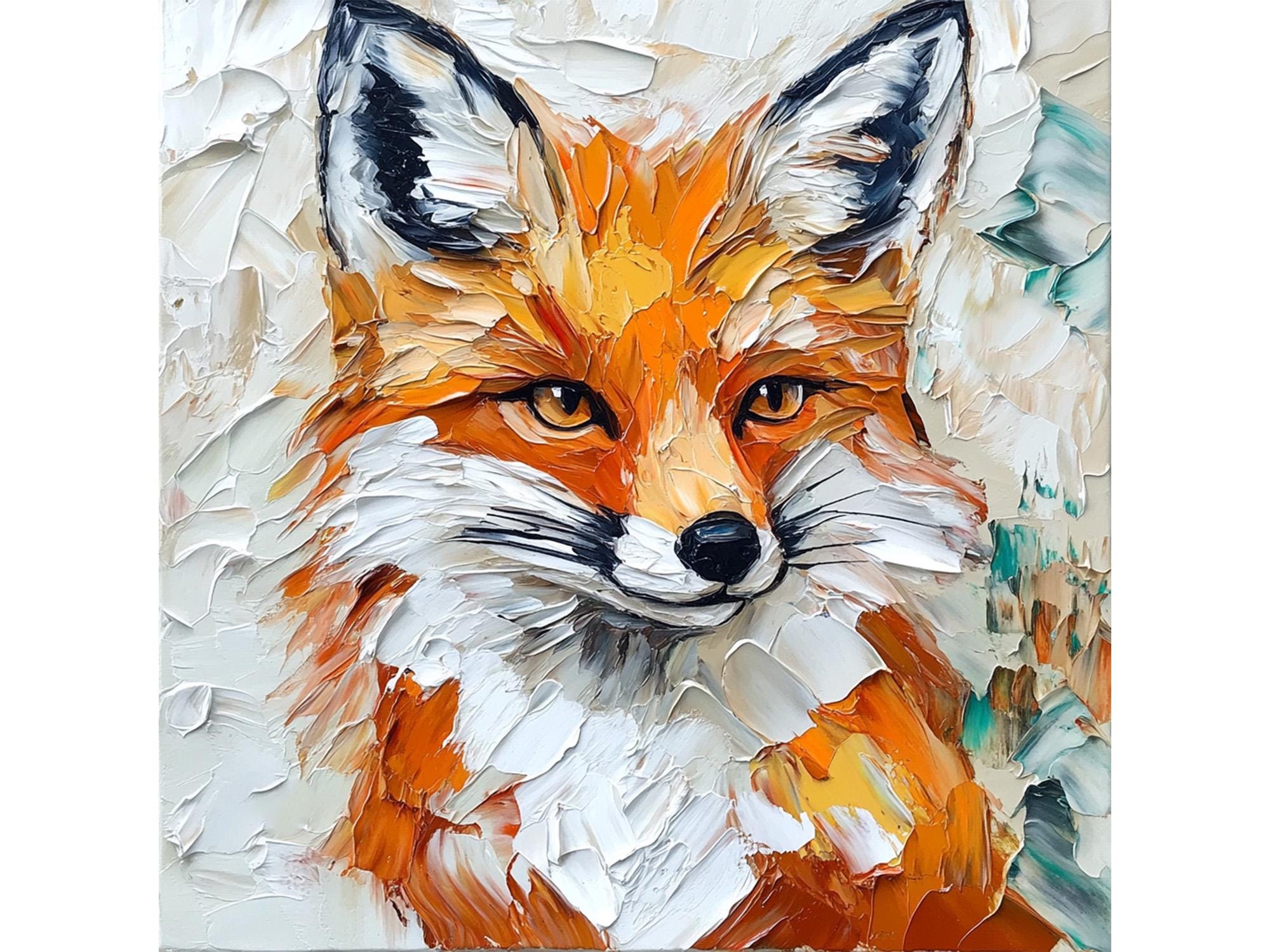 Textured Fox Red Fox Impasto Oil Painting Wild Animals Original Textured Art ...