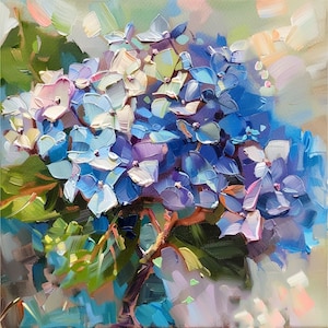 Hydrangea Original Oil Painting Floral Wall Decor Flowers Impasto ...