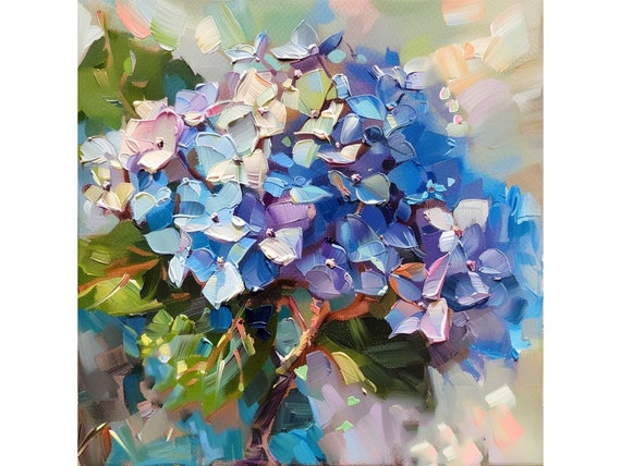 Hydrangea Original Oil Painting Floral Wall Decor Flowers Impasto