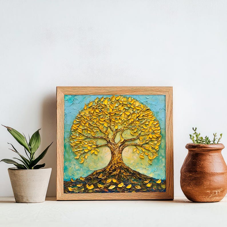 Tree of Life Painting on Canvas Golden Tree Original Canvas Art ...
