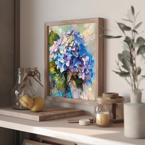 Hydrangea Original Oil Painting Floral Wall Decor Flowers Impasto ...
