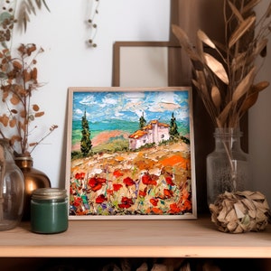 Tuscany Painting Italy Countryside Original Art Poppy Fields Impasto ...