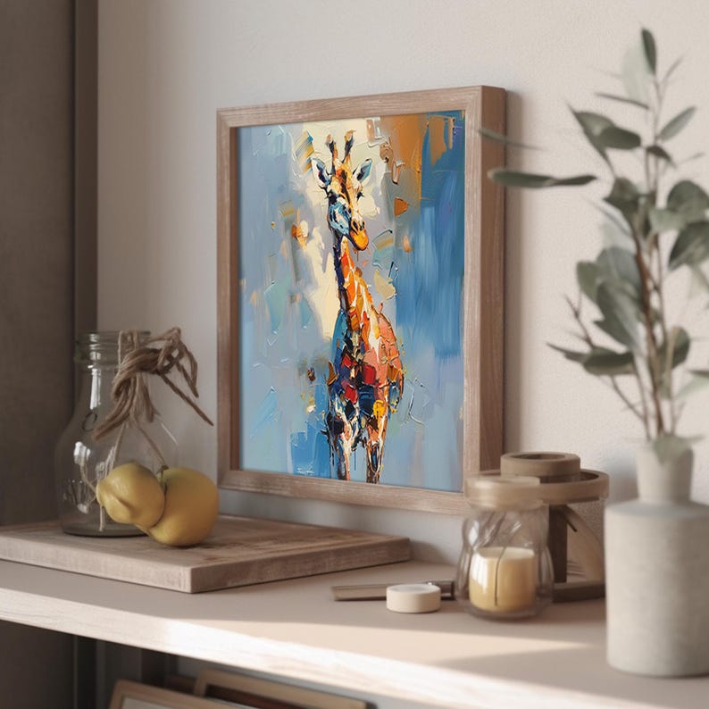 Giraffe Large Painting on Canvas African Animals Original Canvas Art