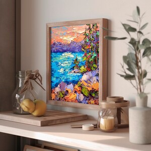 Tahoe Lake Oil Painting California Original Art Pine Trees Impasto ...