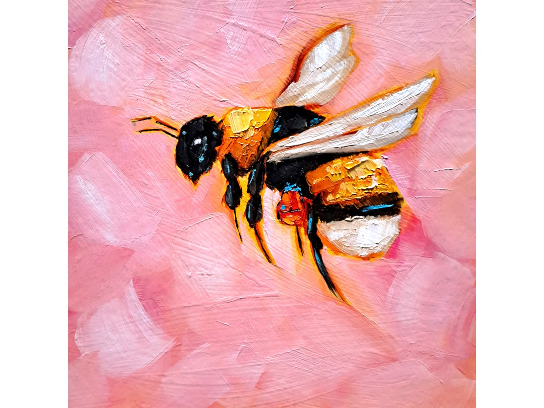 Honeybee Original Fine Art Painting Bee Oil Artwork Animals Wall Art - Etsy