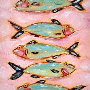 Sardine Fish Painting Animals Original Art Marine Artwork Kitchen Wall Art image 1