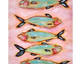 Sardine Fish Painting Animals Original Art Marine Artwork Kitchen Wall Art