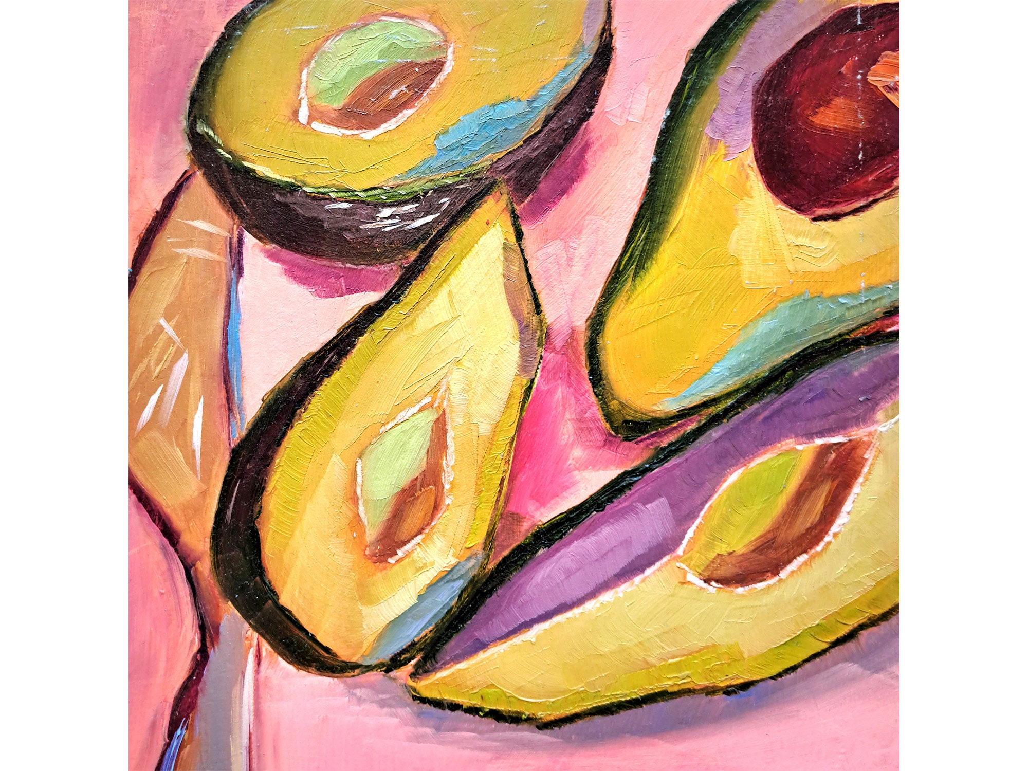 アボカド油絵 食べ物 オリジナルアート イングリッシュブレック