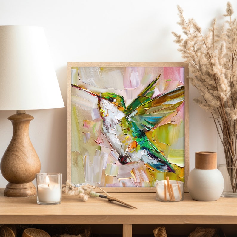 Hummingbird Painting Animal Original Art Birds Artwork Hummingbird Impasto Oil Wall Art Decor Personalized Gifts by ArtSenya Bild 6