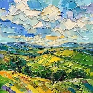 Napa Valley Landscape Canvas Art California Vineyards Original Painting On Canvas Impasto Wall Art Decor by ArtSenya