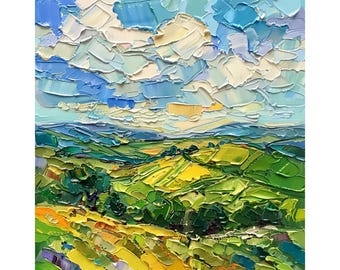 Napa Valley Painting: California Vineyard Landscape, Impasto Canvas Art