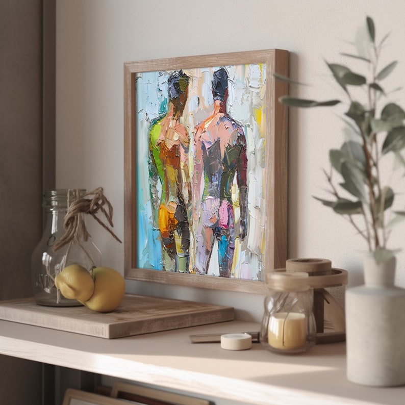Gay Oil Painting Men Bodies Original Art Male Body Abstract Wall Art Couple Artwork Friendship Wall Decor Gifts for Him by ArtSenya image 7