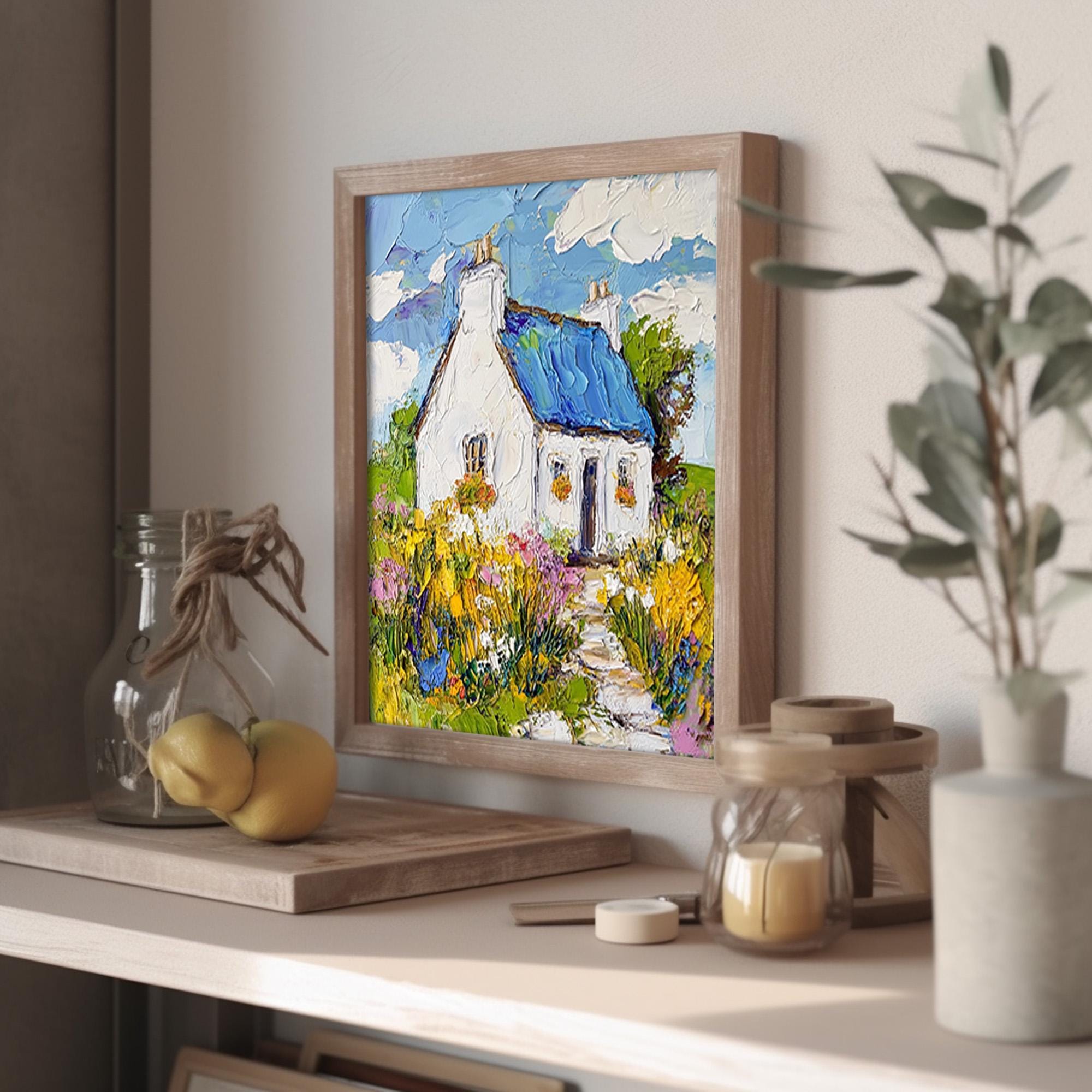 Irish Cottage Painting Ireland Countryside Impasto Original Art White ...