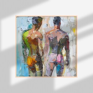 Gay Oil Painting Men Bodies Original Art Male Body Abstract Wall Art Couple Artwork Friendship Wall Decor Gifts for Him by ArtSenya image 8