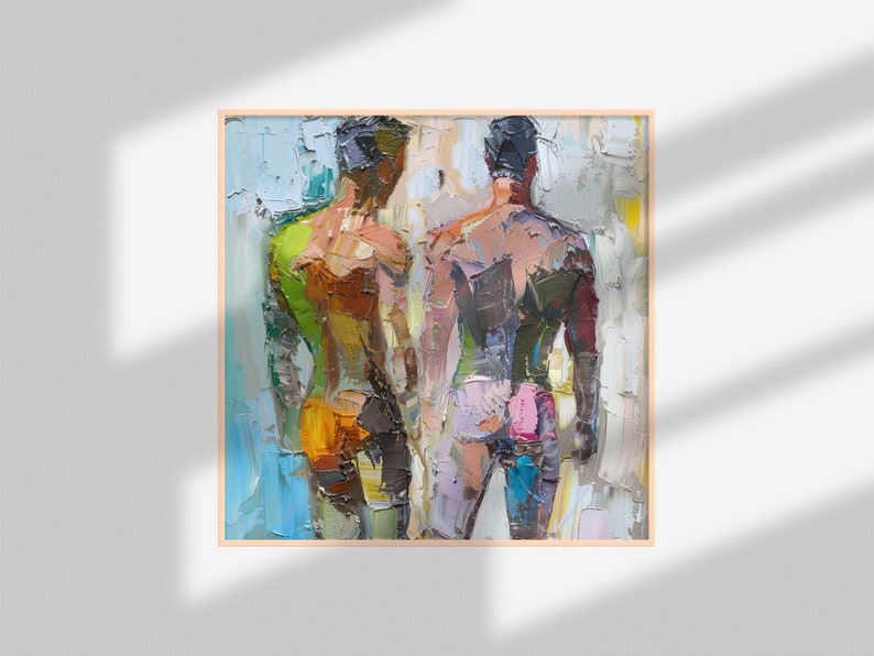 Gay Oil Painting Men Bodies Original Art Male Body Abstract Wall Art Couple Artwork Friendship Wall Decor Gifts for Him by ArtSenya image 8