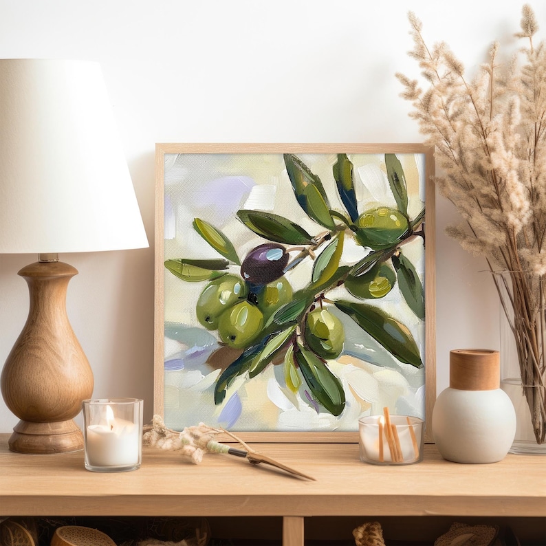 Olive Branch Painting on Canvas Olive Tree Canvas Original Fine Art