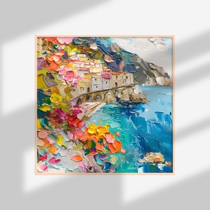 Manarola Oil Painting Cinque Terre Impasto Artwork Italy Cityscape Wall ...