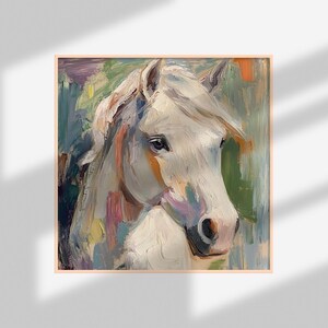 White Horse Oil Painting on Canvas Rustic Animal Art Gift - Etsy