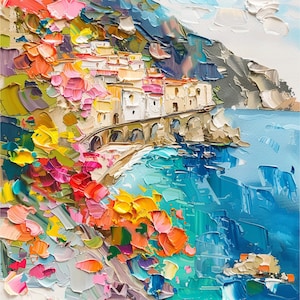 Manarola Ölgemälde Cinque Terre Impasto Kunstwerk Italien Stadtansicht Wandkunst Dekor Reisegeschenke von ArtSenya