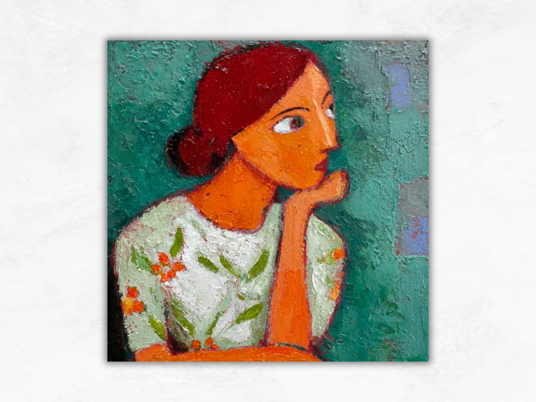 Woman Portrait Oil Painting: Abstract Figurative Art Female Wall Decor ...