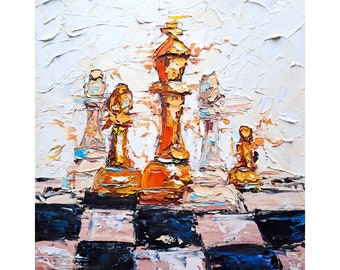 Schach-Gemäldespiel Original-Kunst-Schach-Wandkunst-Geschenke von ArtSenya