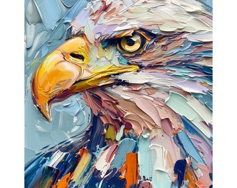 Bald Eagle Painting Bird Portrait Original Art Animals Impasto Artwork Eagle Wall Art Personalized Gifts Gifts for Her by ArtSenya