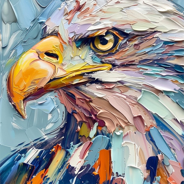 Bald Eagle Painting Bird Portrait Original Art Animals Impasto Artwork Eagle Wall Art Personalized Gifts Gifts for Her by ArtSenya