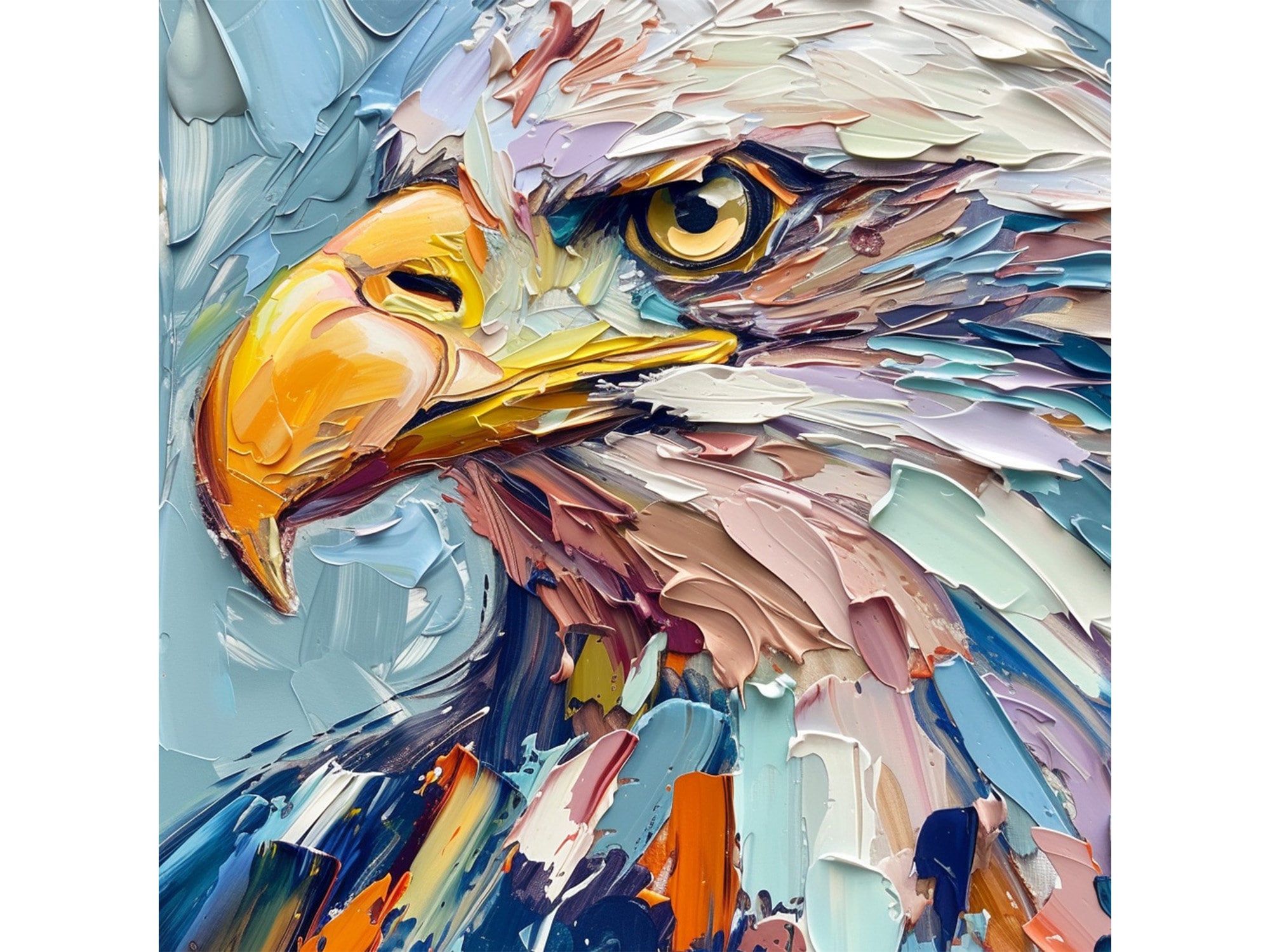 Bald Eagle Painting Bird Portrait Original Art Animals Impasto